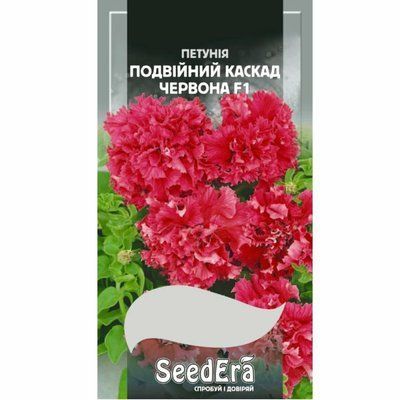 Петунія бахромчаста великоквіткова низькоросла Подвійний Каскад Червона F1 Seedera, 10 шт