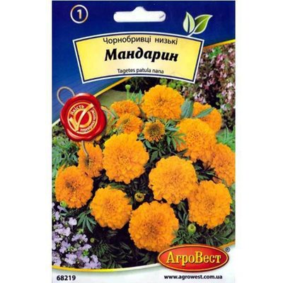 Насіння квітів Чорнобривці Мандарин, 0,4 г (АгроВест) 48682190 фото