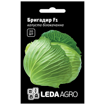 Насіння капусти білоголової Бригадир F1, 20 шт (Leda Agro)