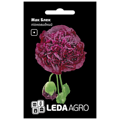 Насіння квітів Мак піоновидний Блек, 0,2 г (Leda Agro)