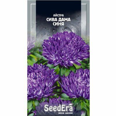 Насіння квітів Айстра піоновидна Сива дама синя, 0,25 г (Seedera)